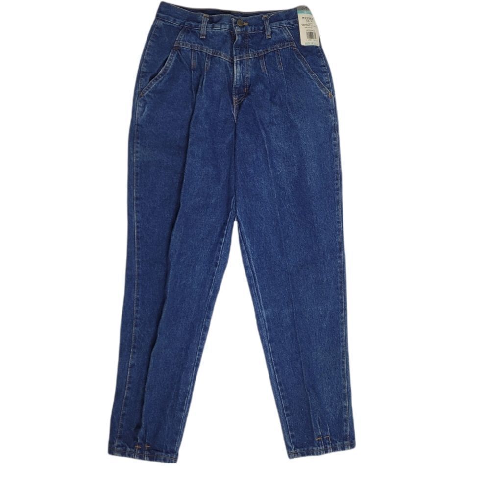 NEW VINTAGE 80s jeans Chic Virginia high rise yoke pleated ankle blue 8